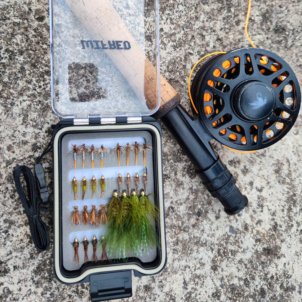 Wifreo Fly Fishing Flies Assortment with Waterproof Fly Box, 28/40/64/92/120pcs Dry/Wet/Nymph/Streamer Flies, Trout/Bass/Panfish/Salmon Fishing Flies