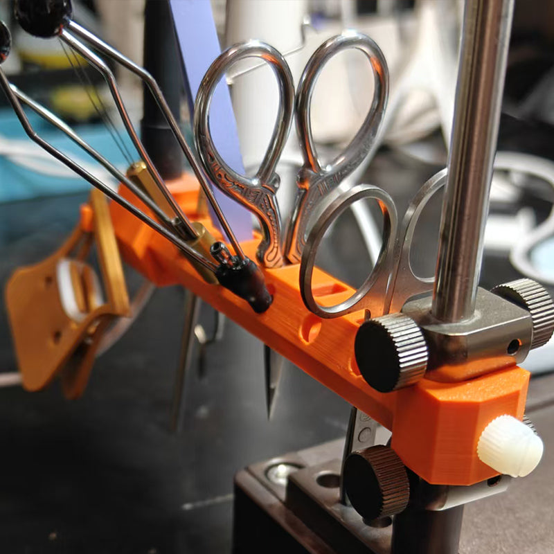 Magnetic Fishing Rod Holder with Fly Tying Tools Hackle Gauge Line Holder Bead and Bare Hook Tray-Plier Type