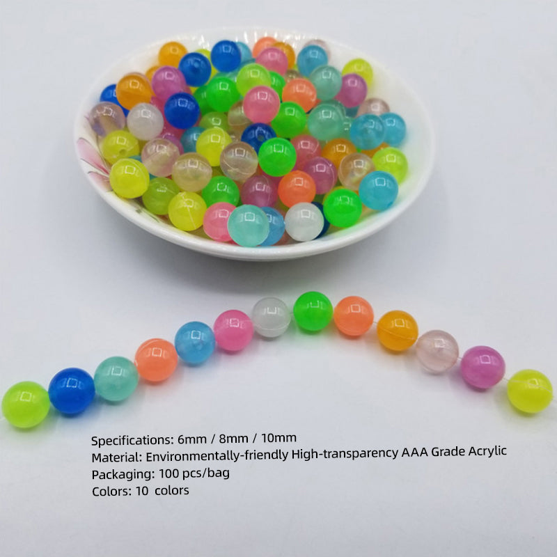 Colorful Eco-Friendly Acrylic Fishing Beads Glow in the Dark