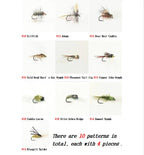 Wifreo Fly Fishing Flies Assortment with Waterproof Fly Box, 28/40/64/92/120pcs Dry/Wet/Nymph/Streamer Flies, Trout/Bass/Panfish/Salmon Fishing Flies