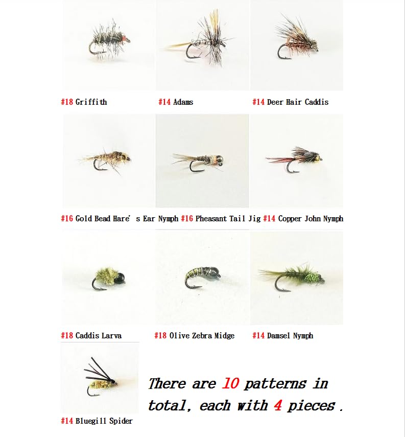 Wifreo Fly Fishing Flies Assortment with Waterproof Fly Box, 28/40/64/92/120pcs Dry/Wet/Nymph/Streamer Flies, Trout/Bass/Panfish/Salmon Fishing Flies