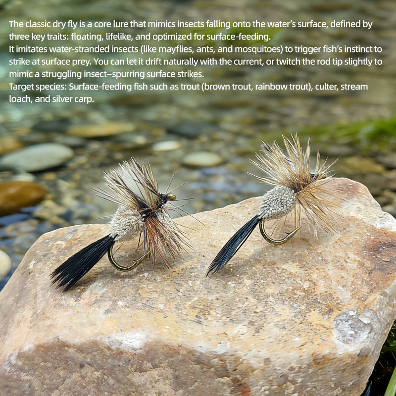 Classic Carbon Steel Artificial Hard Bait Dry Fly