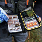 Wifreo Fly Fishing Flies Assortment with Waterproof Fly Box, 28/40/64/92/120pcs Dry/Wet/Nymph/Streamer Flies, Trout/Bass/Panfish/Salmon Fishing Flies