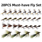 Wifreo Fly Fishing Flies Assortment with Waterproof Fly Box, 28/40/64/92/120pcs Dry/Wet/Nymph/Streamer Flies, Trout/Bass/Panfish/Salmon Fishing Flies