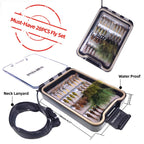 Wifreo Fly Fishing Flies Assortment with Waterproof Fly Box, 28/40/64/92/120pcs Dry/Wet/Nymph/Streamer Flies, Trout/Bass/Panfish/Salmon Fishing Flies