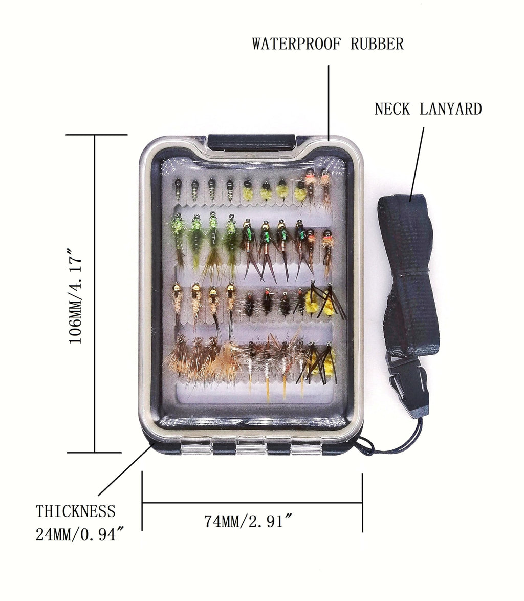 Wifreo Fly Fishing Flies Assortment with Waterproof Fly Box, 28/40/64/92/120pcs Dry/Wet/Nymph/Streamer Flies, Trout/Bass/Panfish/Salmon Fishing Flies