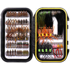 Wifreo Fly Fishing Flies Assortment with Waterproof Fly Box, 28/40/64/92/120pcs Dry/Wet/Nymph/Streamer Flies, Trout/Bass/Panfish/Salmon Fishing Flies