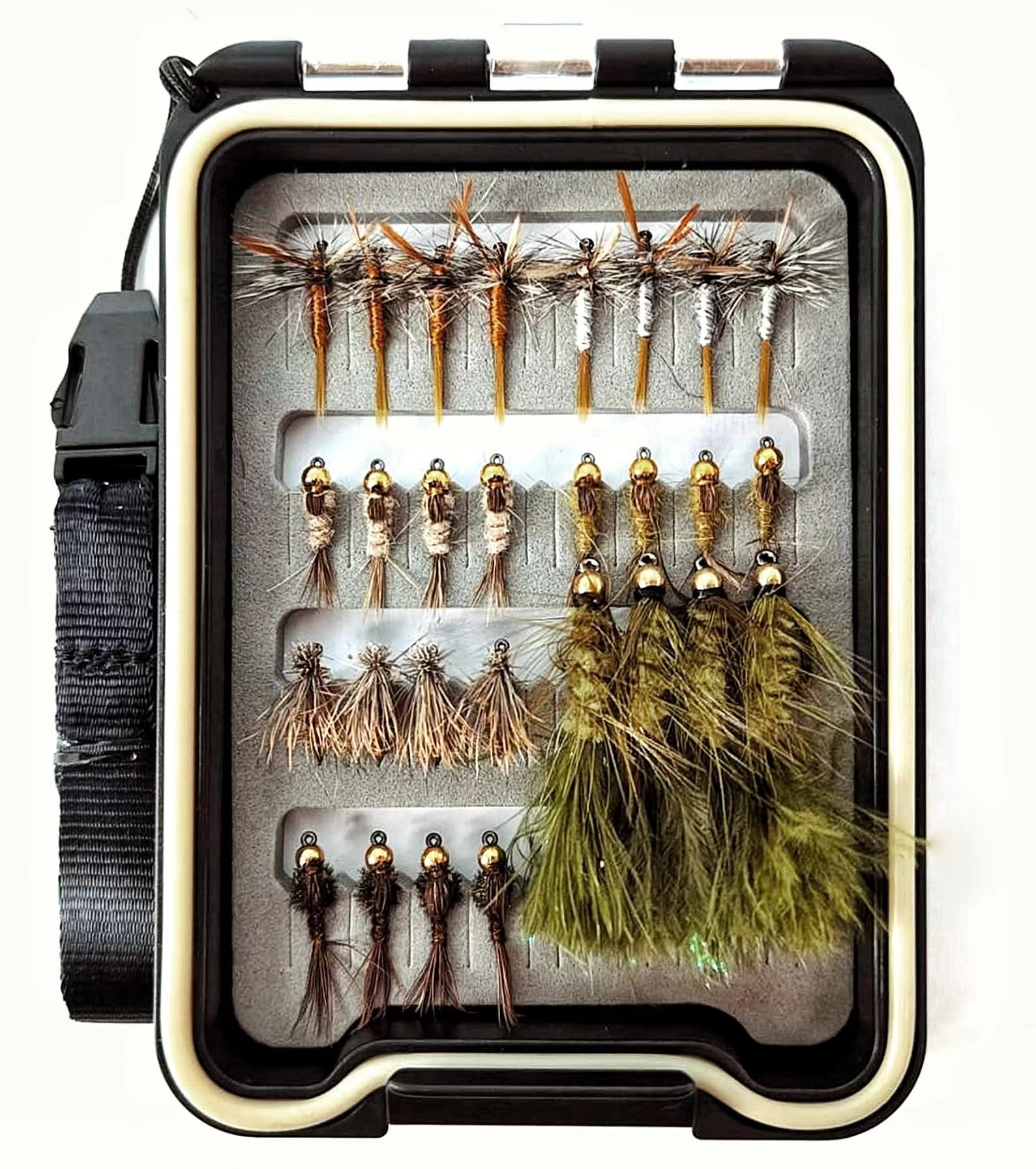 Wifreo Fly Fishing Flies Assortment with Waterproof Fly Box, 28/40/64/92/120pcs Dry/Wet/Nymph/Streamer Flies, Trout/Bass/Panfish/Salmon Fishing Flies