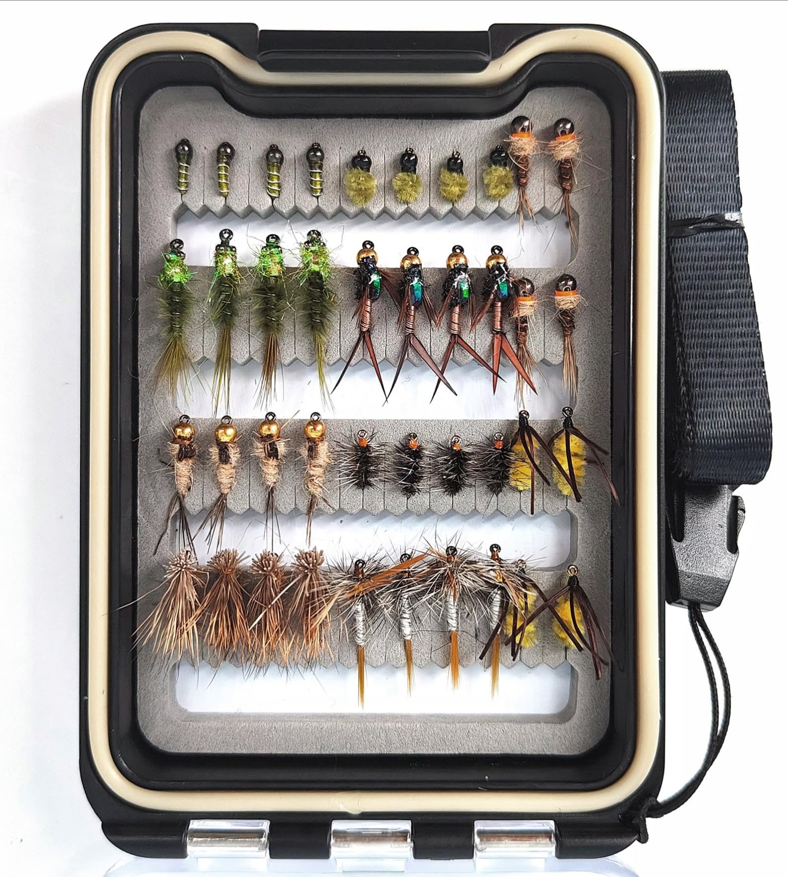 Wifreo Fly Fishing Flies Assortment with Waterproof Fly Box, 28/40/64/92/120pcs Dry/Wet/Nymph/Streamer Flies, Trout/Bass/Panfish/Salmon Fishing Flies