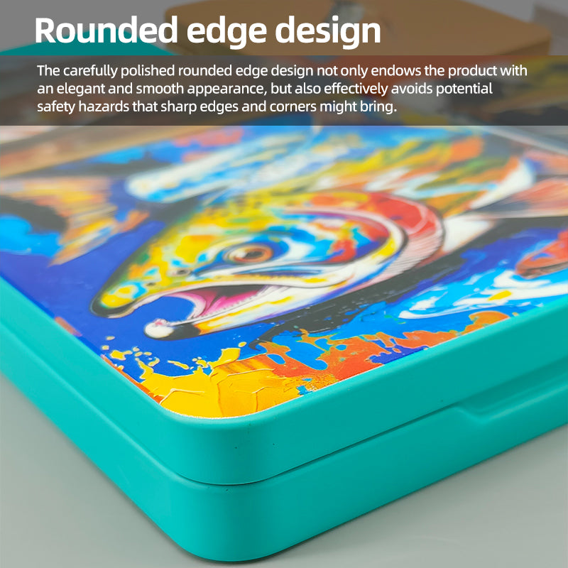 Metal Colorful Fish-shaped Pattern Bait Box for Fly Fishing Essential Fishing Tools