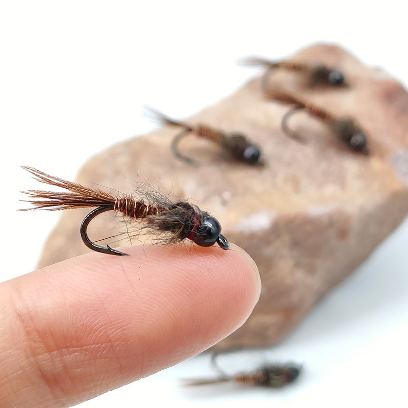 Copper-headed Pheasant Tail Nymph Fast Sinking Lifelike Wet Nymph Fly for Trout Fishing Lures Baits