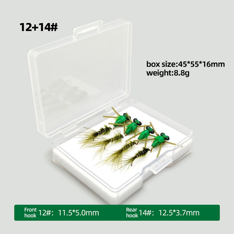Damselfly Double-hook wet fly fishing lure (for fly fishing and lure fishing)artificial fly bait.