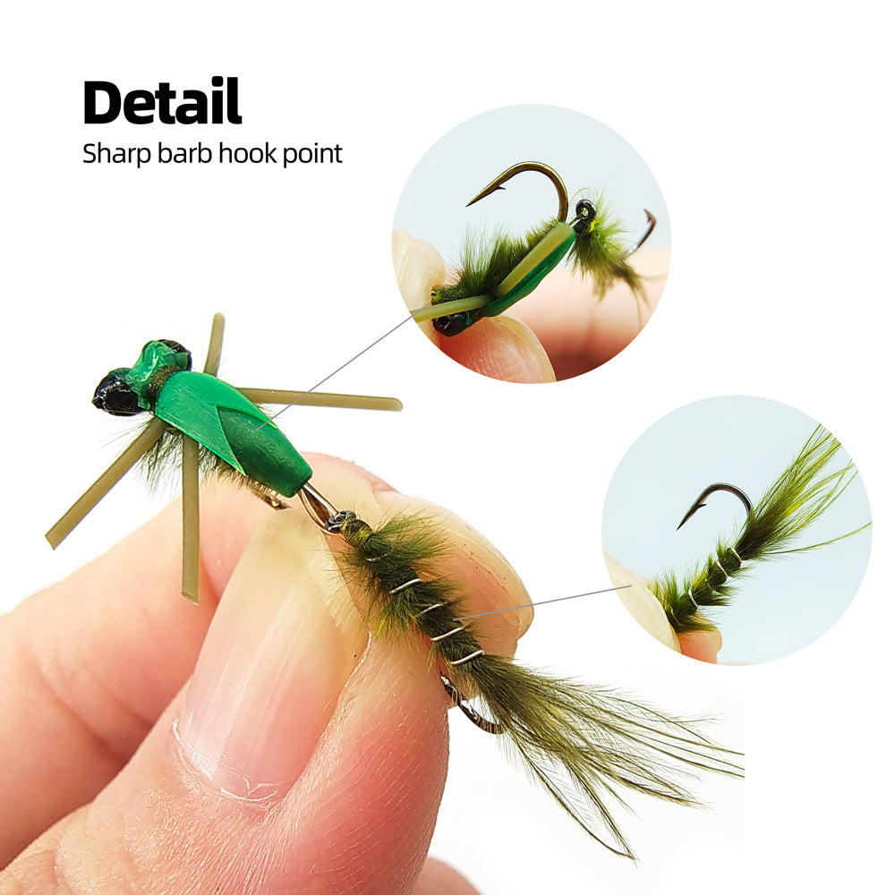 Damselfly Double-hook wet fly fishing lure (for fly fishing and lure fishing)artificial fly bait.