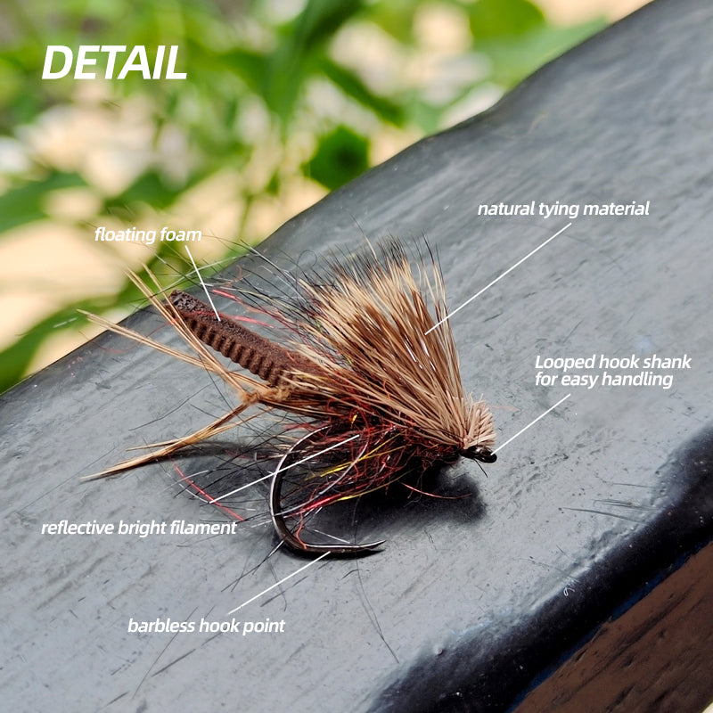 New 5PCS Deer Hair Caddis Dry Fly Fishing Tackle Accessory Lures for Fishing