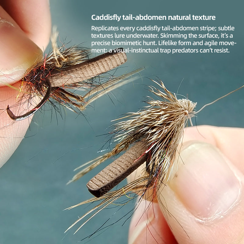 New 5PCS Deer Hair Caddis Dry Fly Fishing Tackle Accessory Lures for Fishing