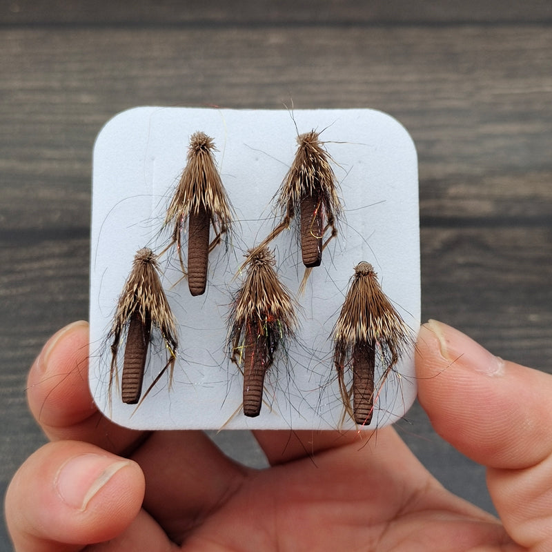 New 5PCS Deer Hair Caddis Dry Fly Fishing Tackle Accessory Lures for Fishing