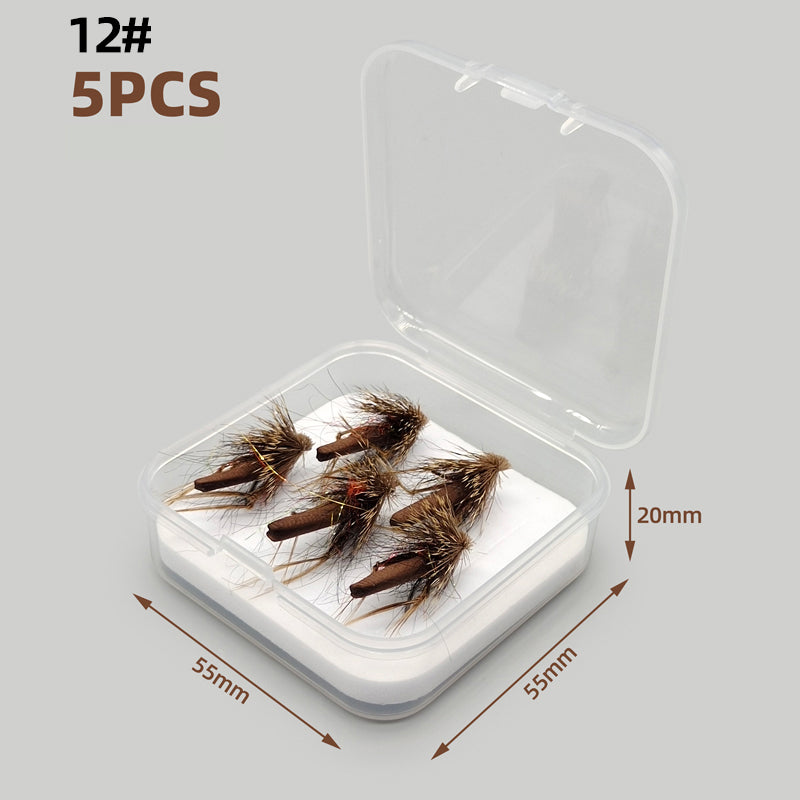 New 5PCS Deer Hair Caddis Dry Fly Fishing Tackle Accessory Lures for Fishing