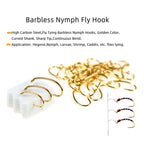 Barbless High-Carbon Steel Golden Nymph Dry Fly Hook