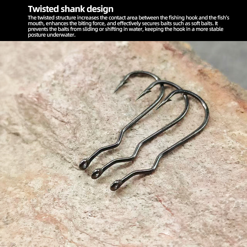 High-carbon Steel Twisted Shank Design Big Popper Hook Fly Tying Hook Fishing Accessories