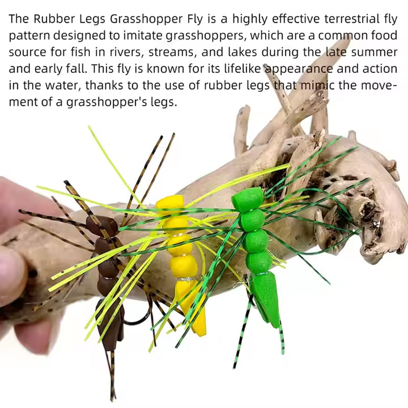 Rubber Legs Grasshopper Foam Body Floating Hopper Dry Fly