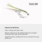 Iridescent Luminous Ice Silk Shrimp Lure with Fly Hook for Freshwater and Saltwater Fishing of Bass Mandarin Fish Salmon