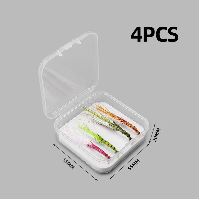 Iridescent Luminous Ice Silk Shrimp Lure with Fly Hook for Freshwater and Saltwater Fishing of Bass Mandarin Fish Salmon