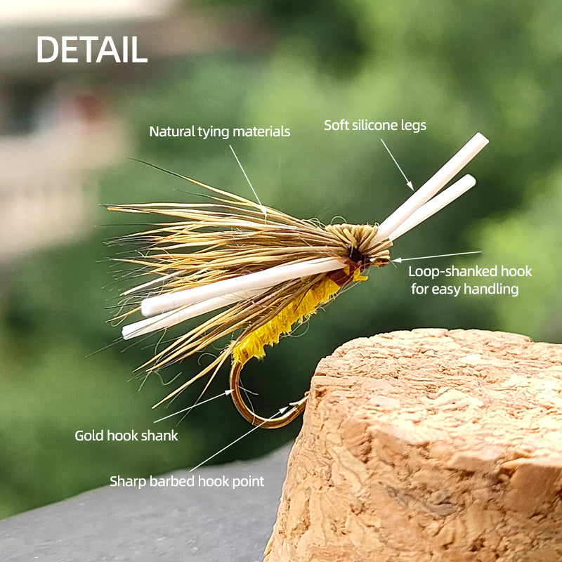 Dry Floating Hackle Fly with Silicone Legs for Trout and Tarpon Fishing Fishing Lures