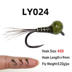 Mottled Offset Tungsten Bead Jig Nymph Fly Barb less Insect Lure Fast Sinking
