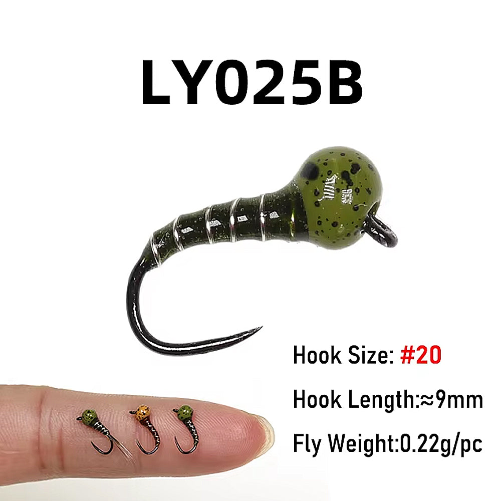 Mottled Offset Tungsten Bead Jig Nymph Fly Barb less Insect Lure Fast Sinking