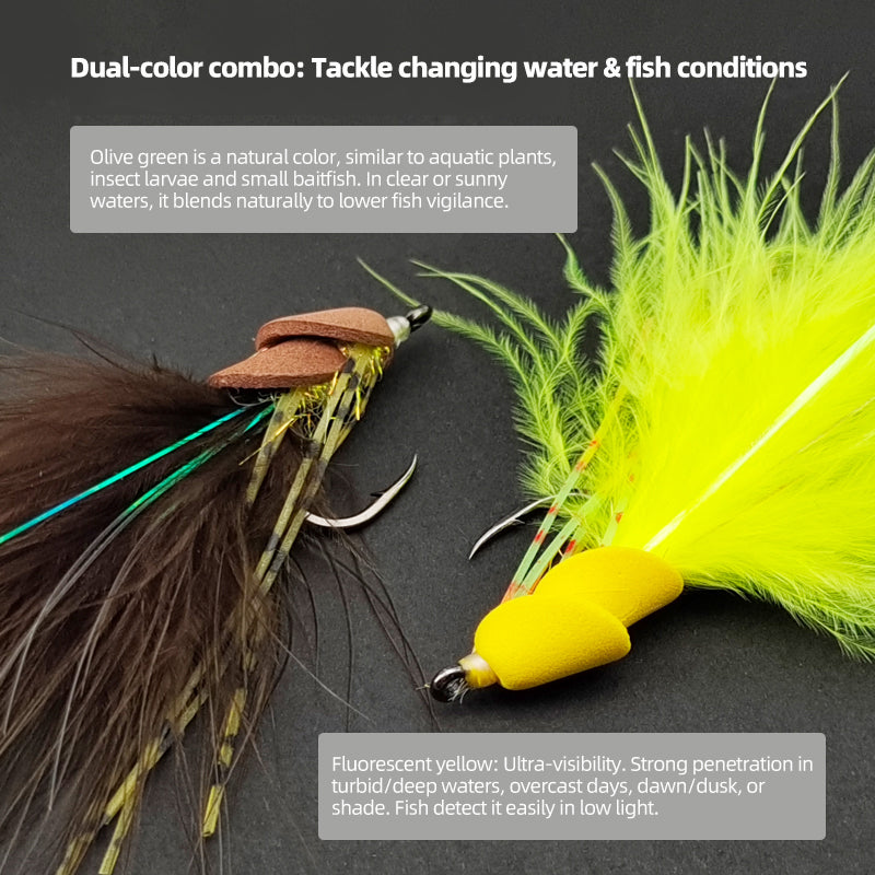 High-carbon steel hook foam streamer lure for sea bass in rivers & lakes