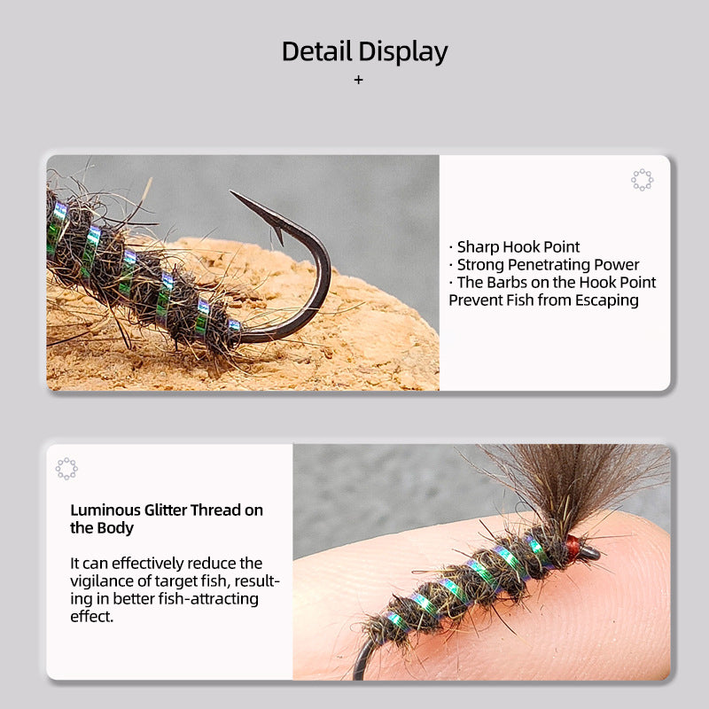 CDC Dry Fly Lure Hand-Tied with Genuine CDC Fibers Sharp Hook & Lifelike Insect Shape Fly Fishing