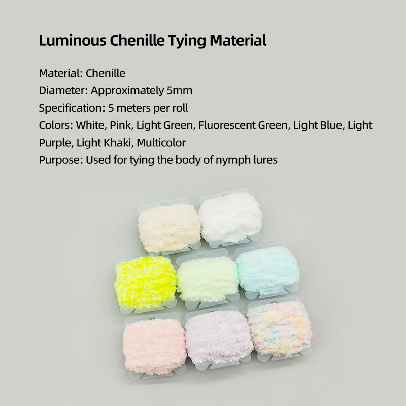 5 Meters Per Roll Luminous Chenille Yarn for Fly Fishing Tying Material for Tying the Body of Woolly Bugger-Style Fly Lures