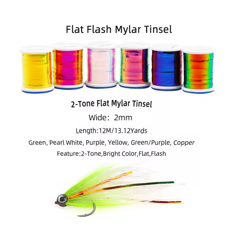 2-Millimeter-Wide Flat Flashy Polyester Film Wire Fishing Bait Fly Tying Material