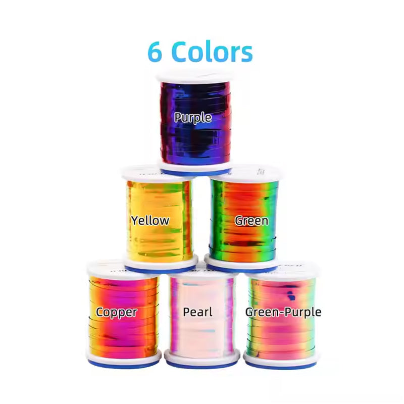 2-Millimeter-Wide Flat Flashy Polyester Film Wire Fishing Bait Fly Tying Material