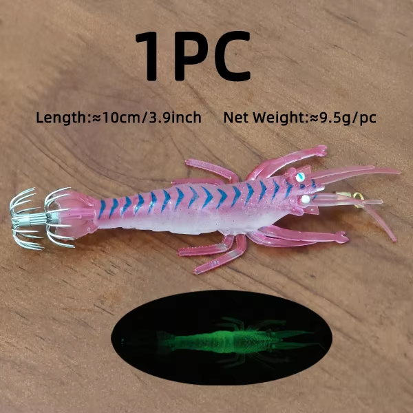 Soft Shrimp Lure with Squid Hook and Double Umbrella Jig Hooks