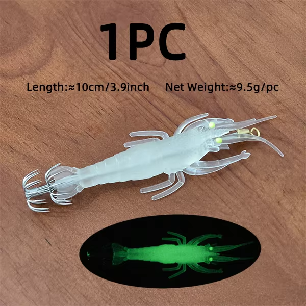 Soft Shrimp Lure with Squid Hook and Double Umbrella Jig Hooks