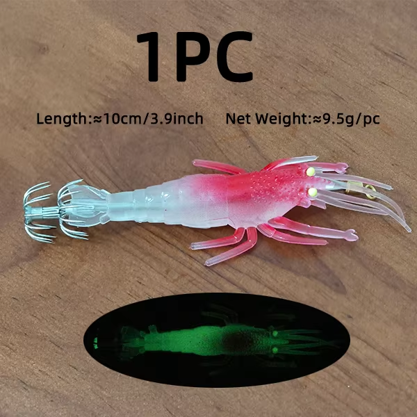 Soft Shrimp Lure with Squid Hook and Double Umbrella Jig Hooks