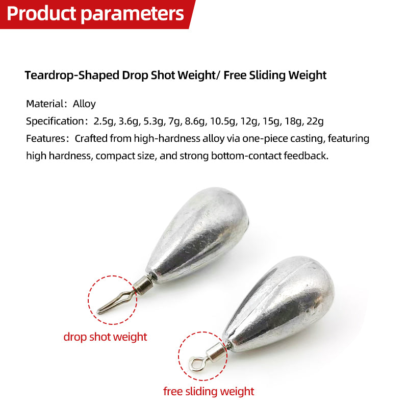 Teardrop-Shaped Drop Shot Weight/ Free Sliding Weight