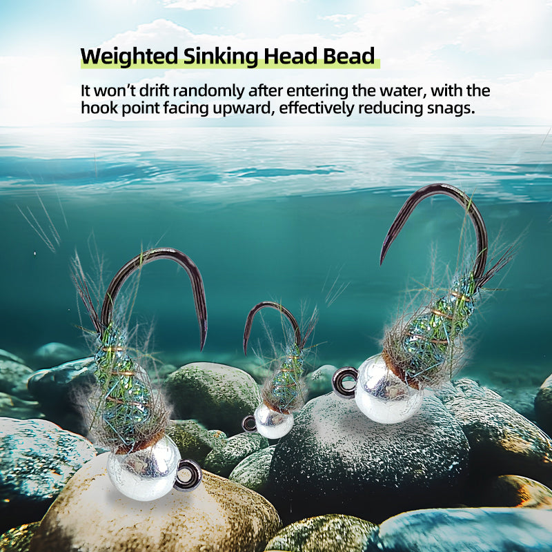Tungsten Bead Head Wet Nymph Fast Sinking Fly Trout Fishing Lures 16# River Lake
