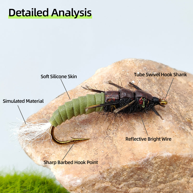 Stonefly Nymph Hand-Tied Fly Fishing Artificial Hard Bait Insect Lure for Trout and Bass Rivers Lakes & Streams