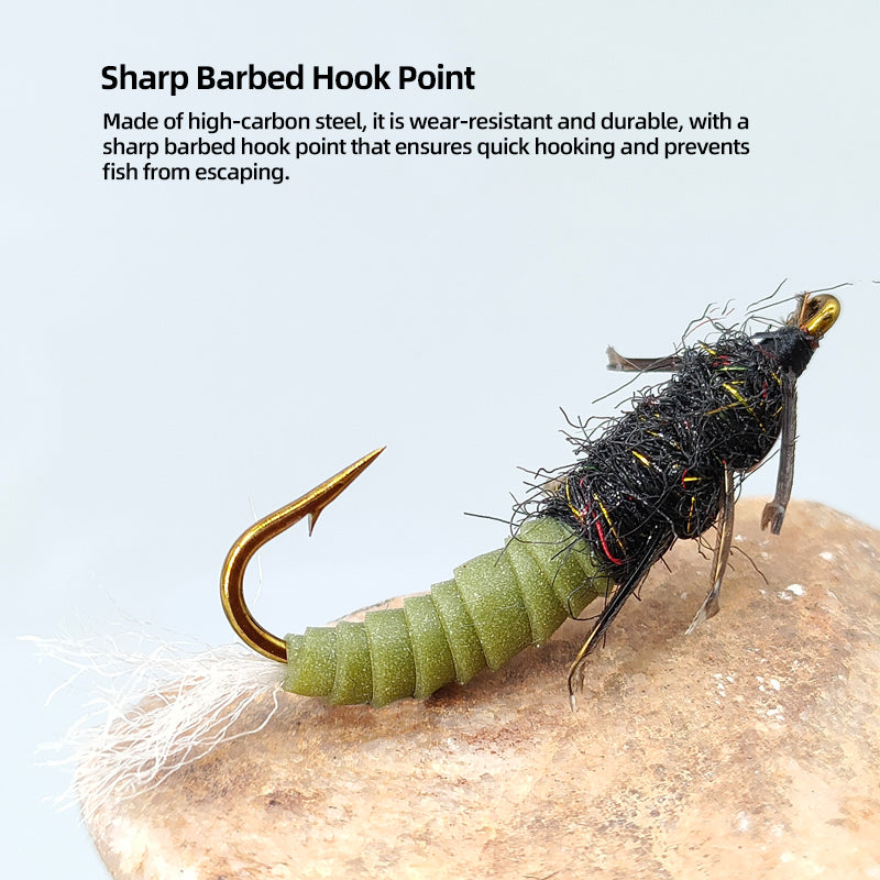 Stonefly Nymph Hand-Tied Fly Fishing Artificial Hard Bait Insect Lure for Trout and Bass Rivers Lakes & Streams