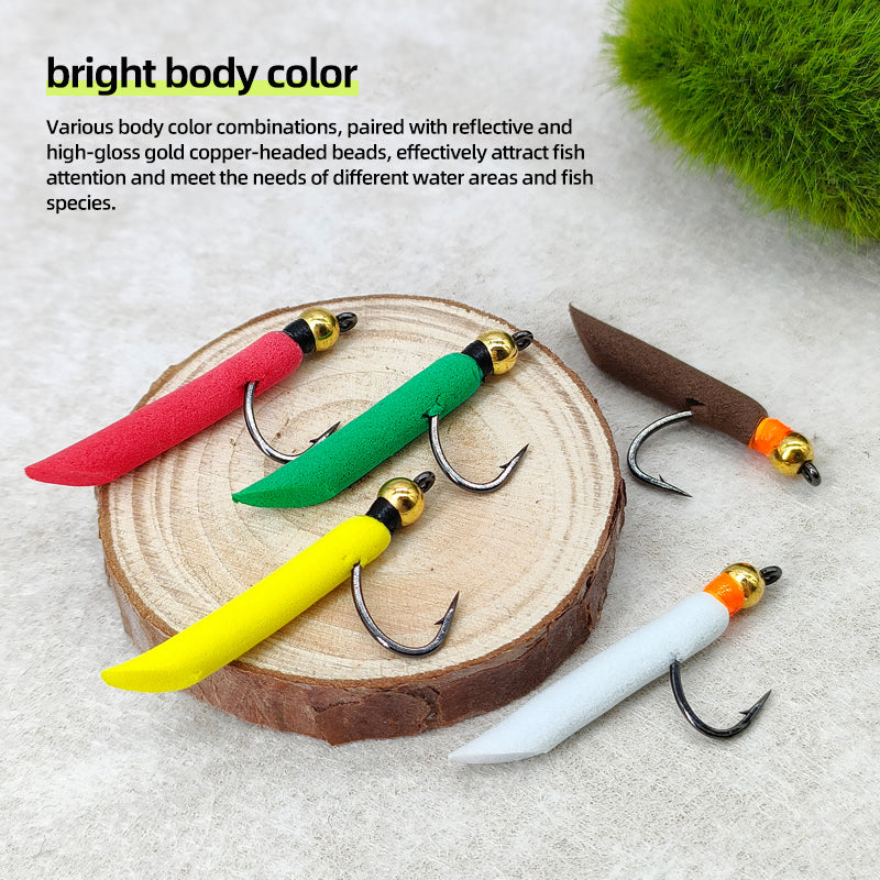 Hand-tied  Bait Fly Fishing Lure-Copper-headed Foam Nymph for Saltwater Fishing Bream & Bass