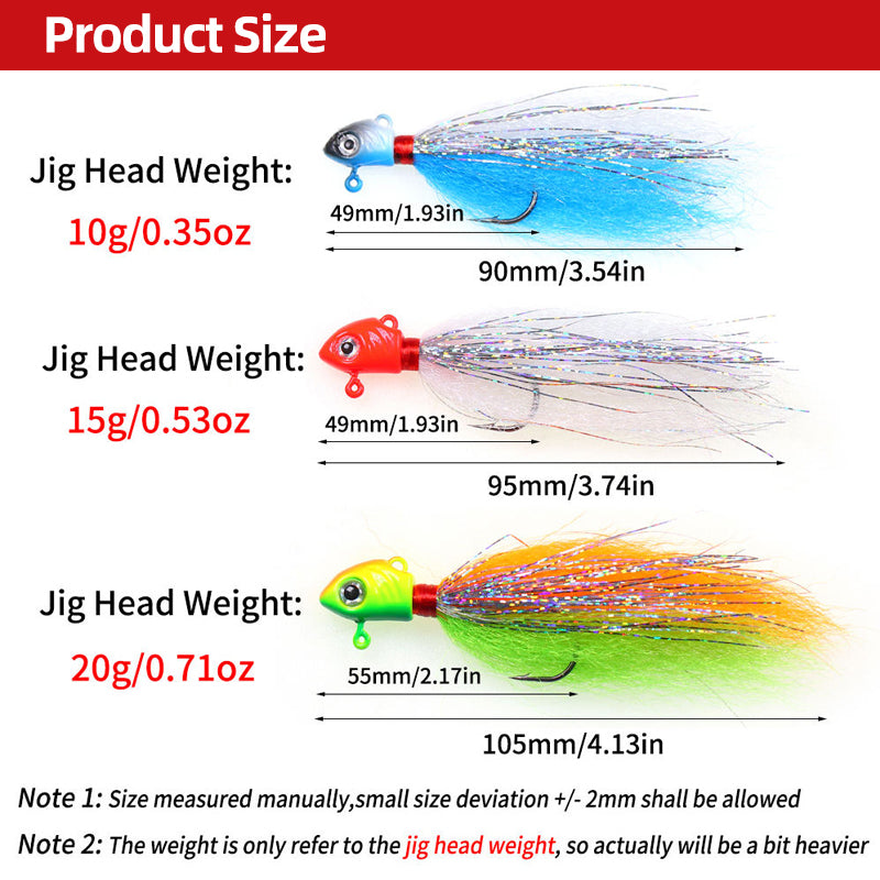 High Carbon Steel Barbed Hooks Fishing Jig Head Lure Flasher Salmon/Saltwater Freshwater Fast Sinking Artificial