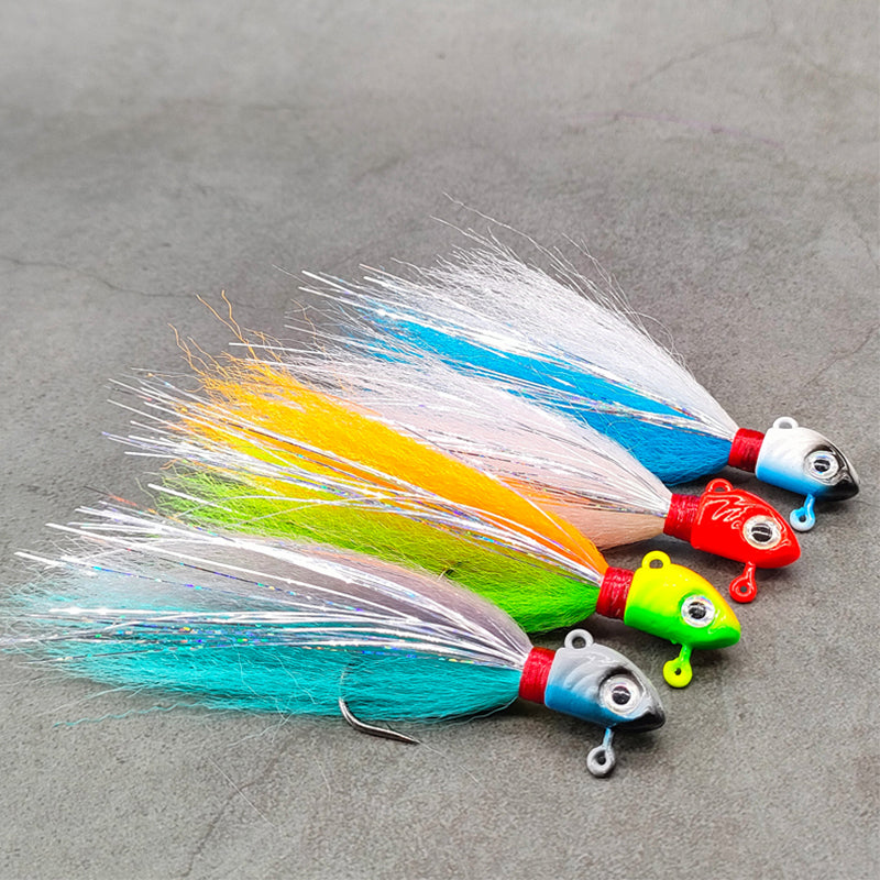 High Carbon Steel Barbed Hooks Fishing Jig Head Lure Flasher Salmon/Saltwater Freshwater Fast Sinking Artificial