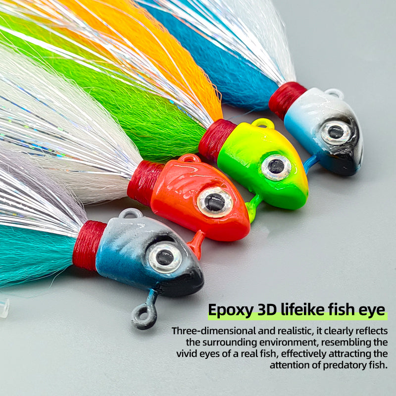 High Carbon Steel Barbed Hooks Fishing Jig Head Lure Flasher Salmon/Saltwater Freshwater Fast Sinking Artificial