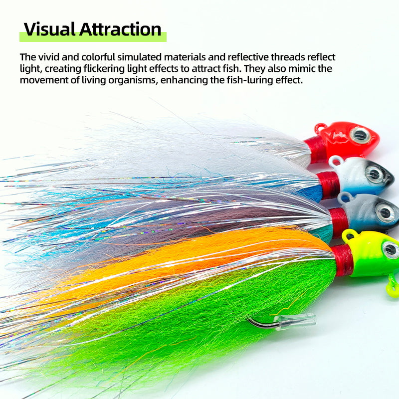 High Carbon Steel Barbed Hooks Fishing Jig Head Lure Flasher Salmon/Saltwater Freshwater Fast Sinking Artificial