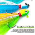 High Carbon Steel Barbed Hooks Fishing Jig Head Lure Flasher Salmon/Saltwater Freshwater Fast Sinking Artificial