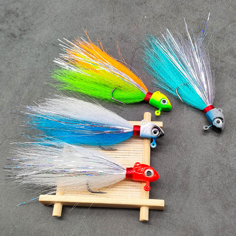 High Carbon Steel Barbed Hooks Fishing Jig Head Lure Flasher Salmon/Saltwater Freshwater Fast Sinking Artificial