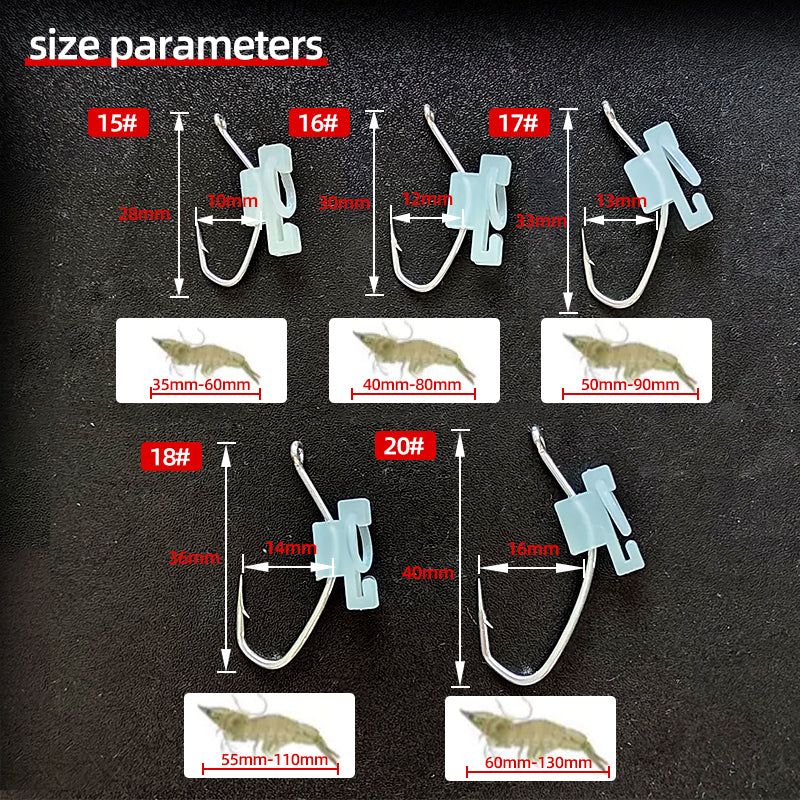 Luminous Live Shrimp Hook - Special Spring Shrimp Back Hook for Floating Shrimp Rig
