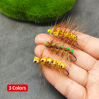 Bionic Artificial Dry Fly Lure Foam Floating Caterpillar Fly Hook for Fly Fishing Attracts Freshwater Fish Rivers Lakes